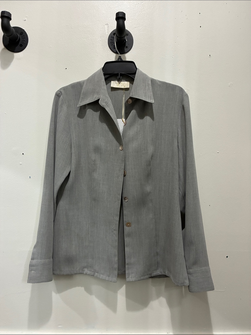 Cache Light Gray Button-Front Blazer